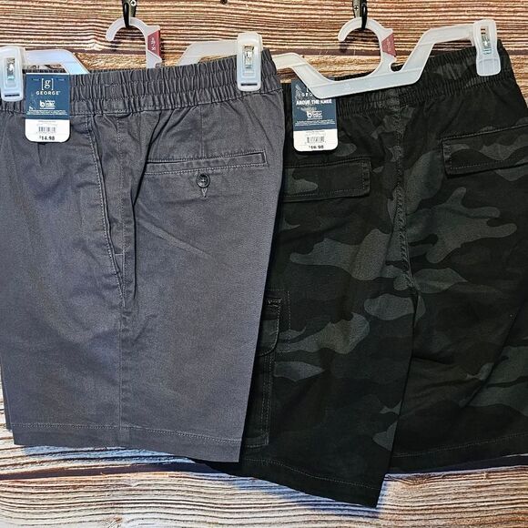 George Shorts set of (2) men's small (28-30) gray / black camouflage NWT - Picture 1 of 10